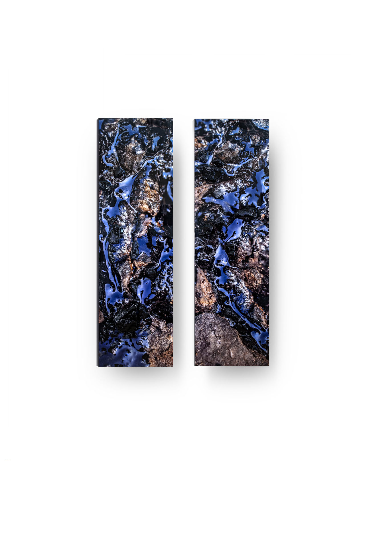 Cerulean I contemporary mixed media fine art by artist Lucas Seaward from Edmonton, Alberta (18inch x 60inch Diptych)