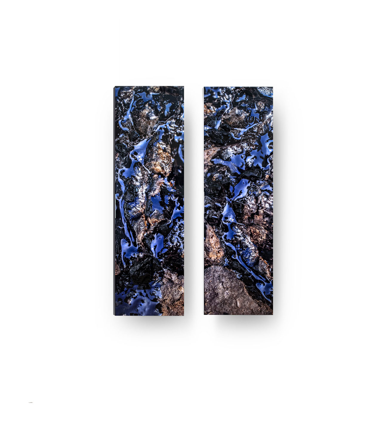 Cerulean I, contemporary Mixed Media by artist Lucas Seaward from Edmonton, Alberta Artwork (18inch x 60inch Diptych)