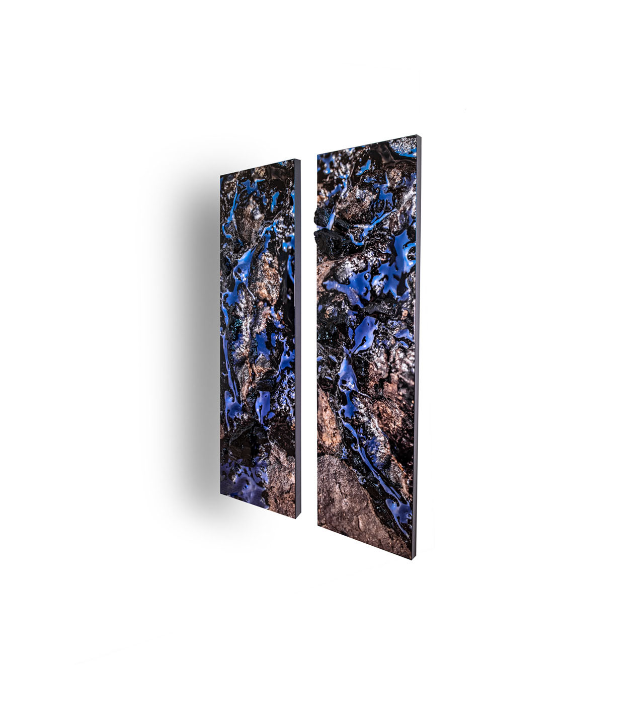 Cerulean I, contemporary Mixed Media by artist Lucas Seaward from Edmonton, Alberta Artwork (18inch x 60inch Diptych)