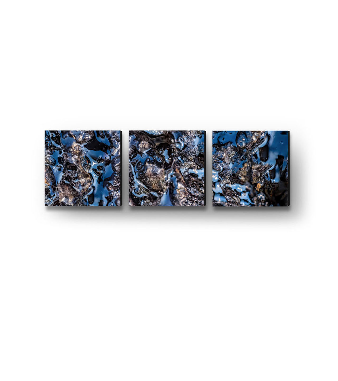 Cerulean IV, contemporary Mixed Media by artist Lucas Seaward from Edmonton, Alberta Artwork (30inch x 30inch Triptych)