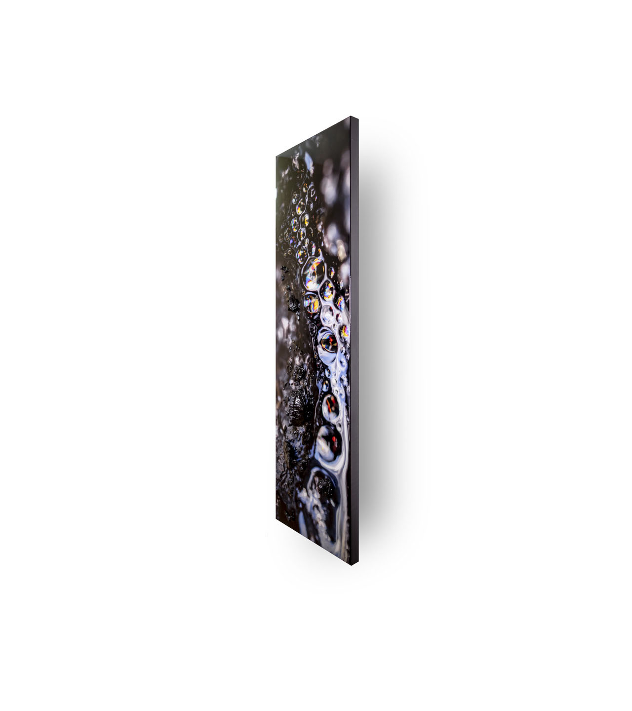 Interference I, contemporary Mixed Media by artist Lucas Seaward from Edmonton, Alberta Artwork (18inch x 60inch) hanging on wall mockup to scale