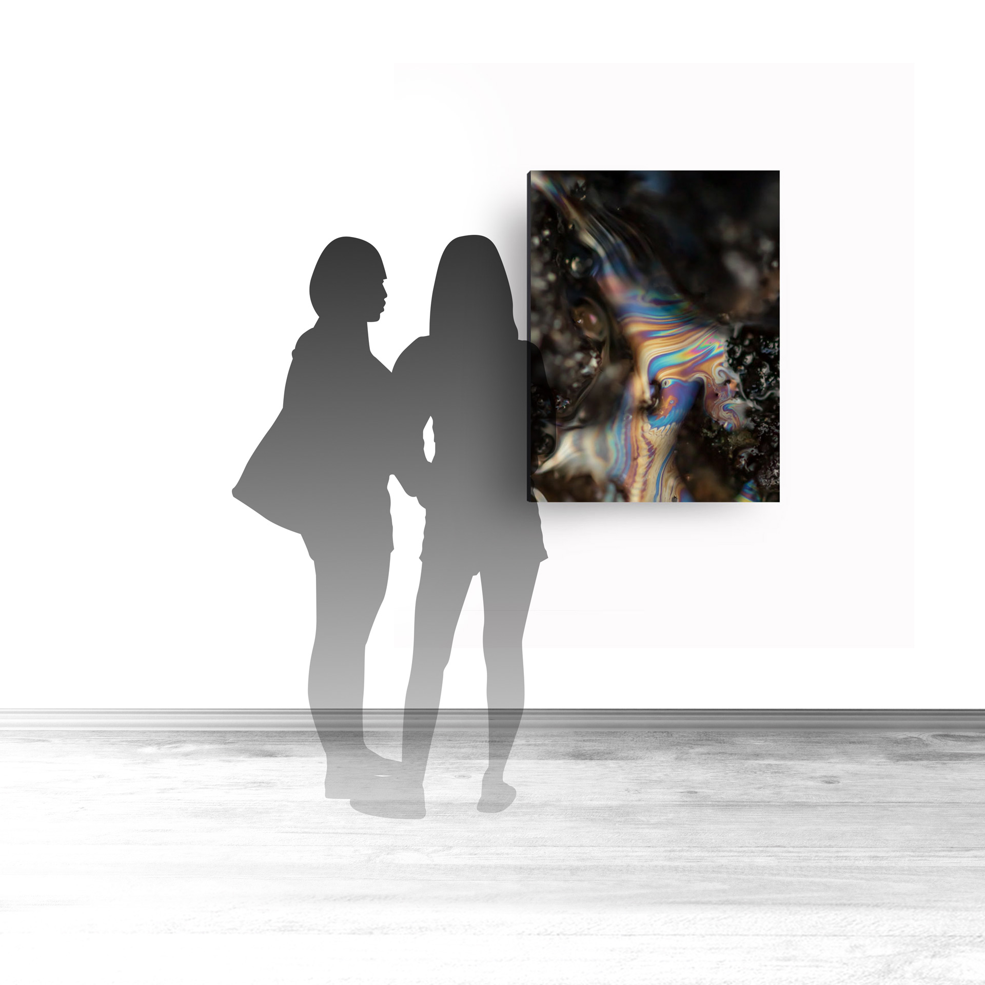 Interference VIII, contemporary Mixed Media by artist Lucas Seaward from Edmonton, Alberta Artwork (30inch x 40inch) hanging on wall mockup to scale