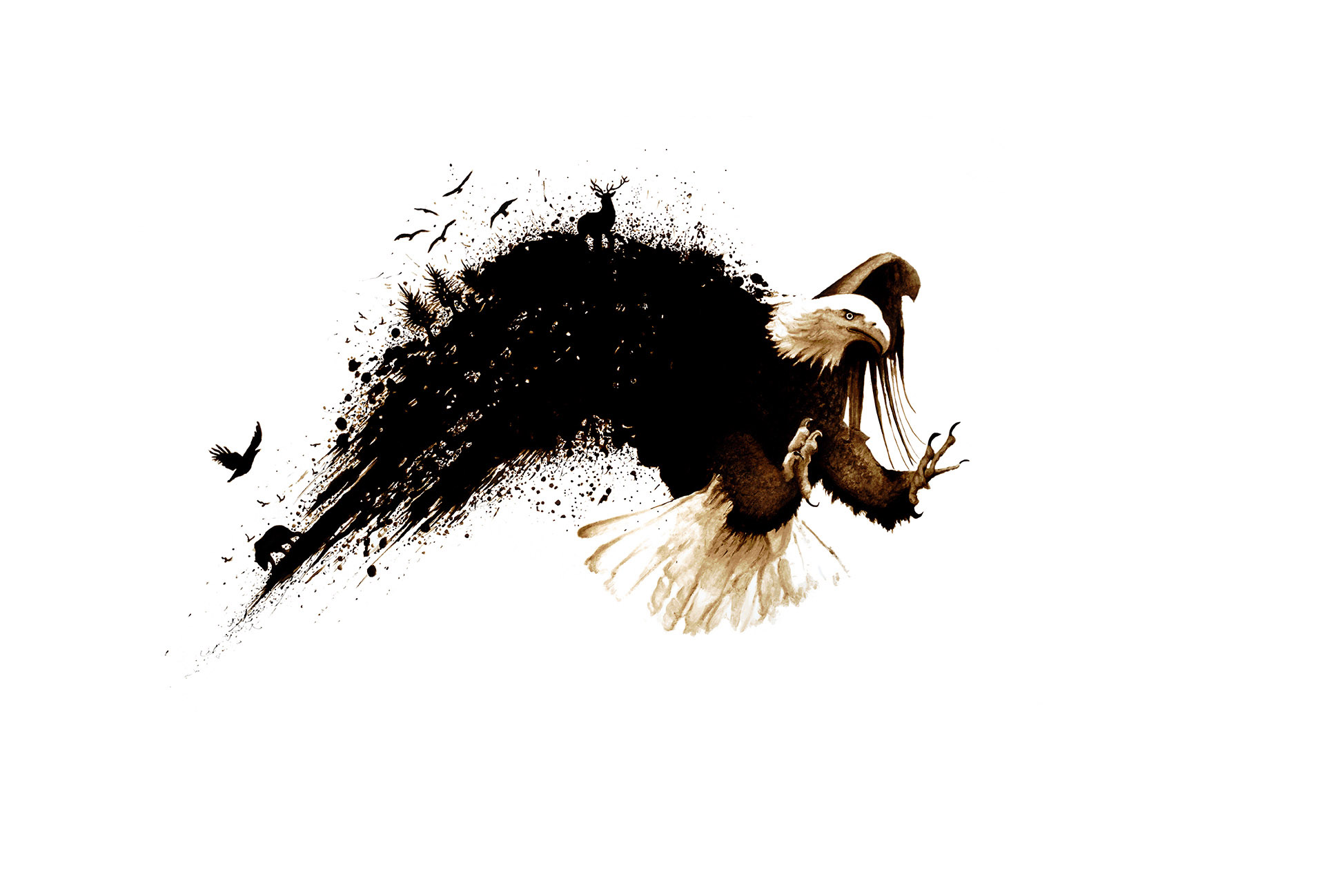 Tenacious Talons original bitumen painting on canvas by artist Lucas Seaward from Edmonton, Alberta (60inch x 36inch)